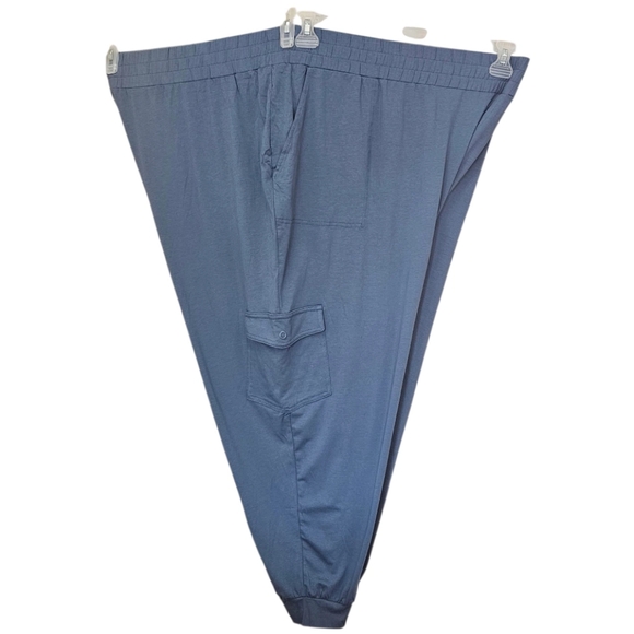 AnyBody 5X PLUS SZ Knit Smocked Waist Blue Pull On Joggers Pants - Picture 5 of 11